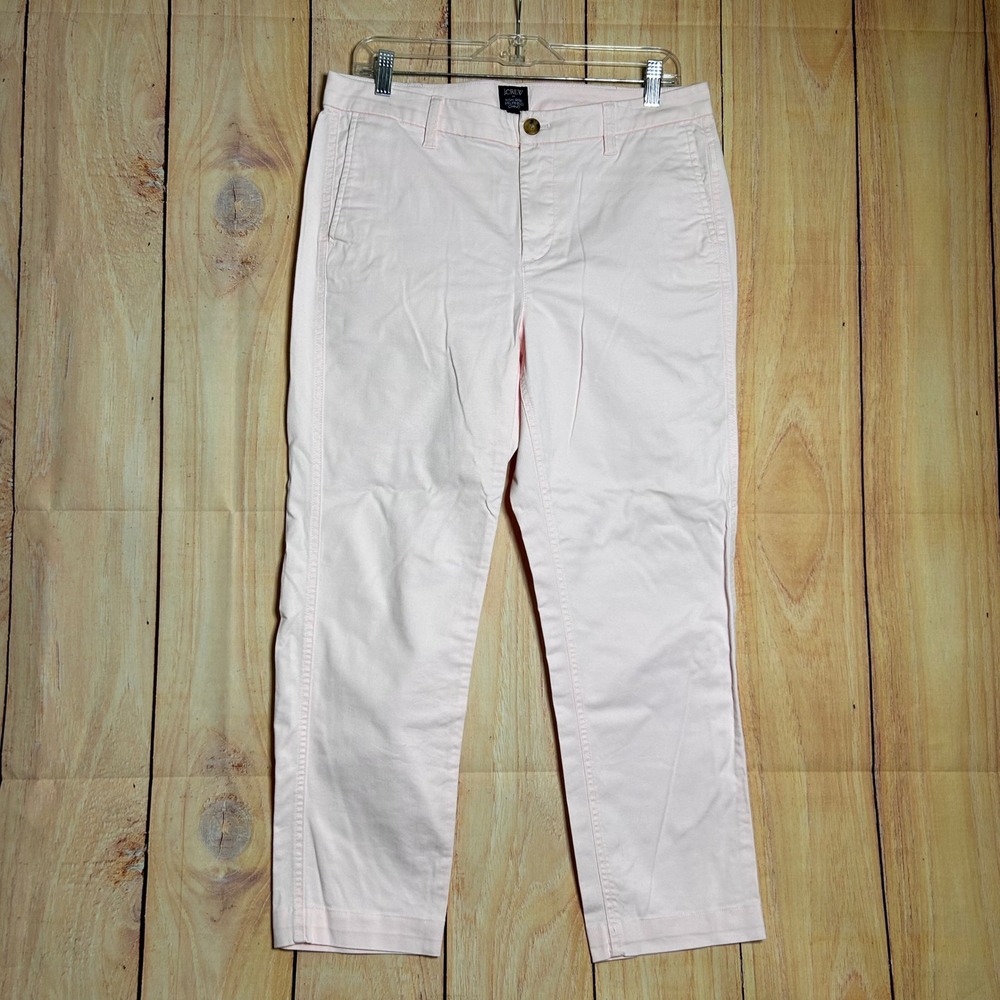 J.Crew High-Rise Girlfriend Capri Chino 10 Pink Cotton Stretch Preppy Classic